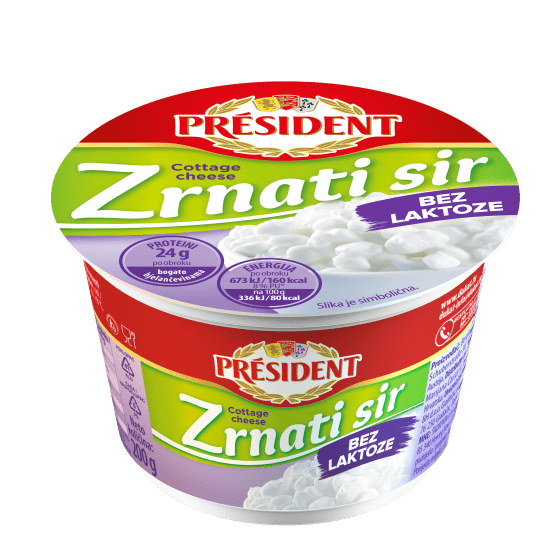 Président zrnati sir bez laktoze, 200 g