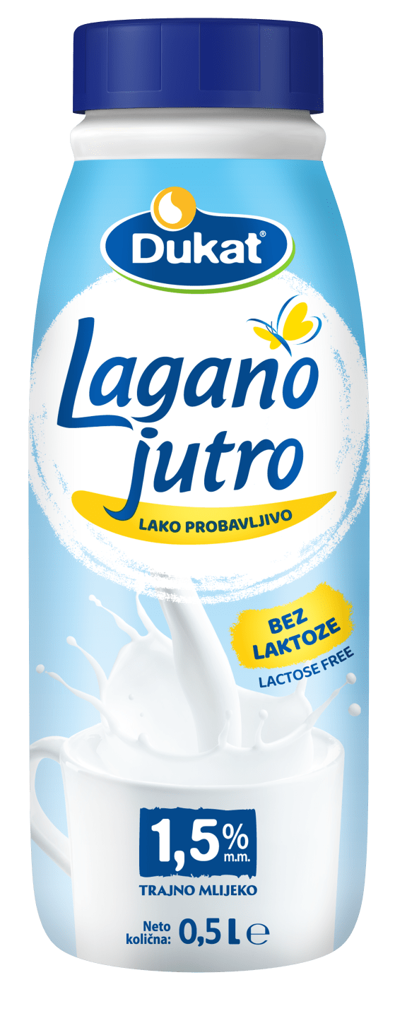 Dukat Lagano jutro, mlijeko bez laktoze, 1,5 % m.m., 0,5 l
