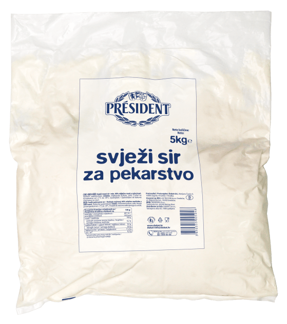 Président  svježi sir za pekarstvo, 25 % m.m., 5 kg