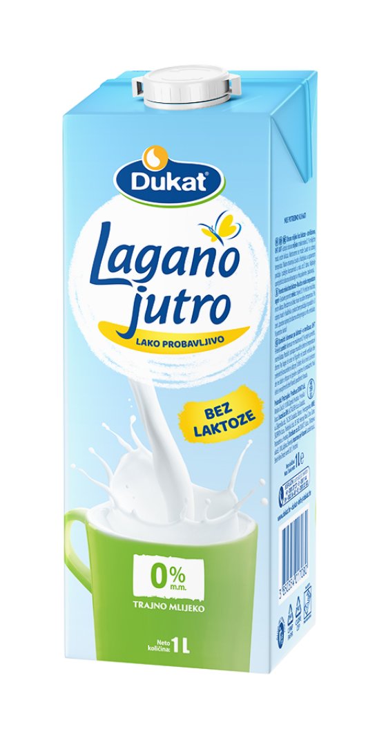 Dukat Lagano jutro, mlijeko bez laktoze, 0 % m.m., 1 l