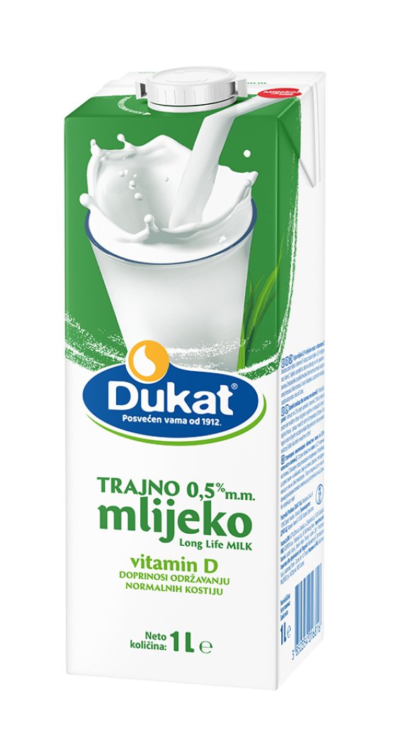 Dukat trajno mlijeko, 0,5 % m.m., 1 l