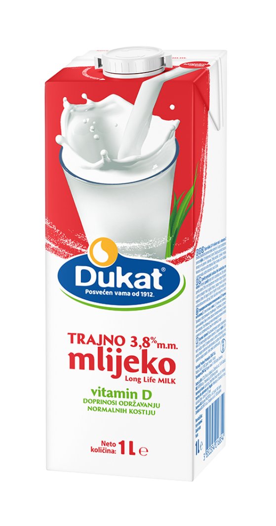 Dukat trajno mlijeko, 3,8 % m.m., 1 l