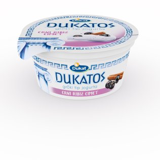 Dukatos grčki tip jogurta, okus crni ribiz cimet, 150 g