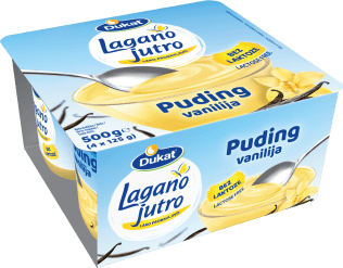 Dukat Lagano jutro puding, bez laktoze, okus vanilija, 4x125g