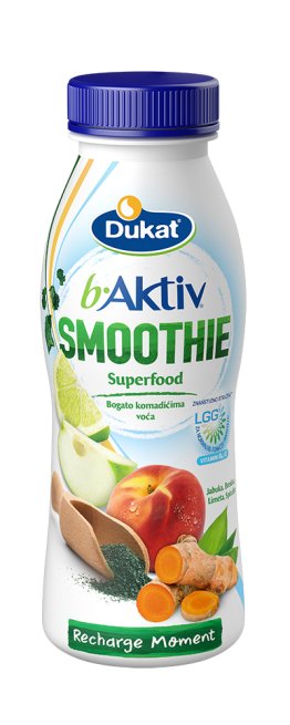 b.Aktiv™ LGG® jogurt Super Smoothie jabuka, breskva, limeta, spirulina, 330 g