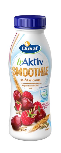 b.Aktiv™ LGG® jogurt Smoothie, višnja, malina, bućine sjemenke, zob, 330 g